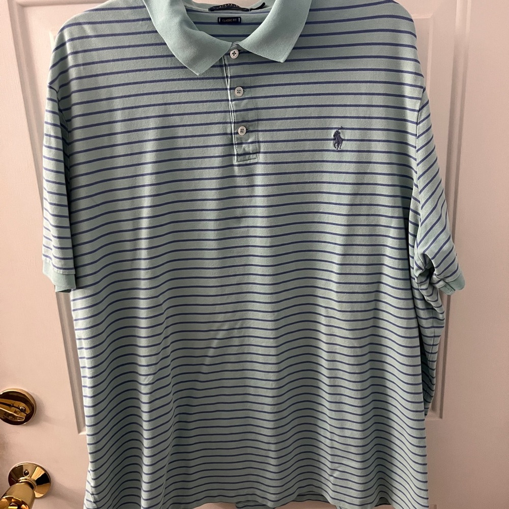 Polo by Ralph Lauren Men's Green Striped Shirt